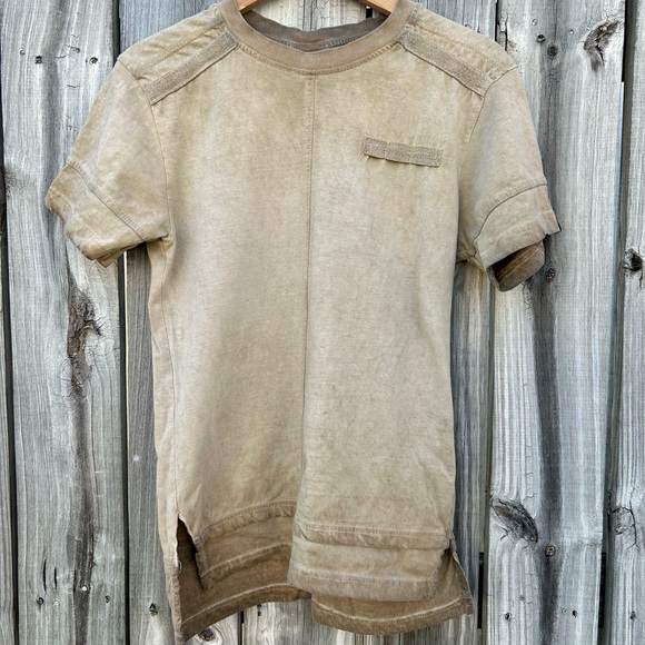 WT02 Tee Shirt Men's Short Sleeve Surface Dyed Tee with Cut Details Sz. Small - Picture 2 of 8